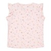 Tricou cu maneca scurta cu volanase din bumbac organic - Little Pink Flowers - Little Dutch
