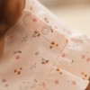 Tricou cu maneca scurta cu volanase din bumbac organic - Little Pink Flowers - Little Dutch