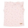 Tricou cu maneca scurta cu volanase din bumbac organic - Little Pink Flowers - Little Dutch