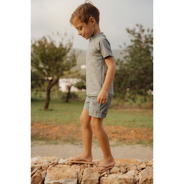 Tricou cu protectie UV 50+ - Turtle Island Olive - Little Dutch