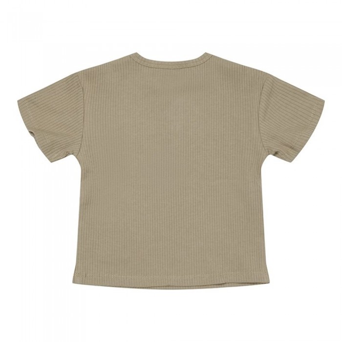 Tricou cu maneca scurta cu volanase din bumbac organic - Little Goose - Olive - Little Dutch