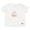 Tricou cu maneca scurta cu volanase din bumbac organic - SailBoat White - Little Dutch