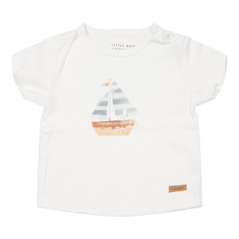 Tricou cu maneca scurta cu volanase din bumbac organic - SailBoat White - Little Dutch Tricou cu maneca scurta cu volanase din bumbac organic - SailBoat White - Little Dutch