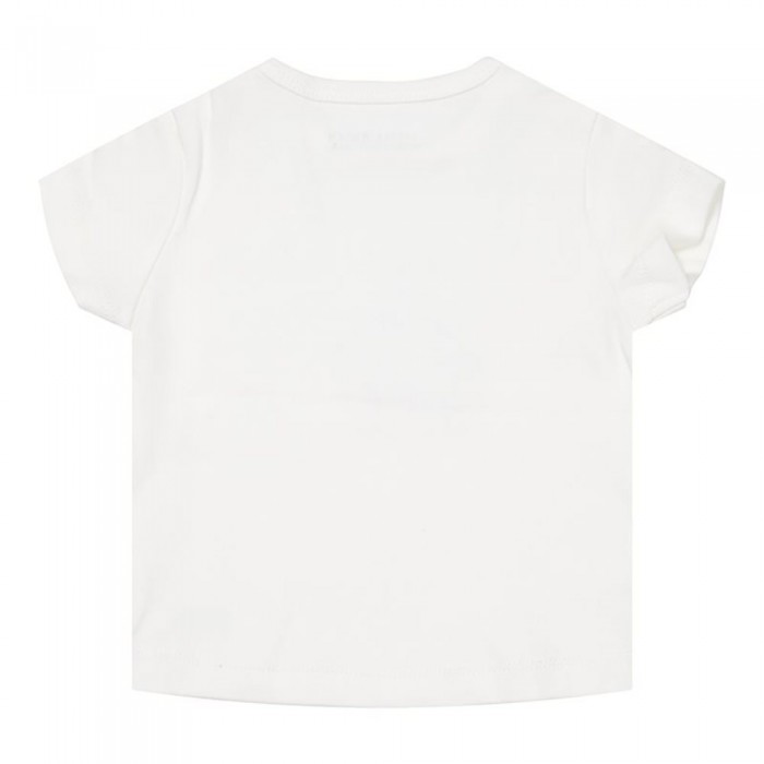 Tricou cu maneca scurta cu volanase din bumbac organic - SailBoat White - Little Dutch