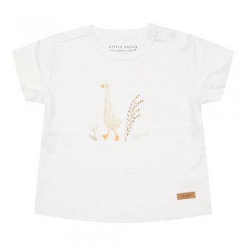 Tricou cu maneca scurta cu volanase din bumbac organic - Little Goose - Walking White - Little Dutch Tricou cu maneca scurta cu volanase din bumbac organic - Little Goose - Walking White - Little Dutch