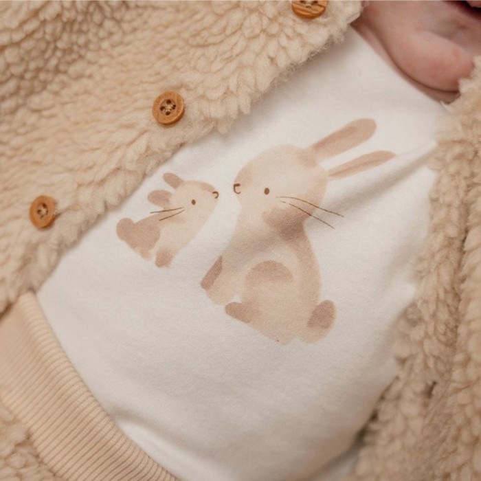 Bluza cu maneca lunga din bumbac organic - Baby Bunny - White - Little Dutch