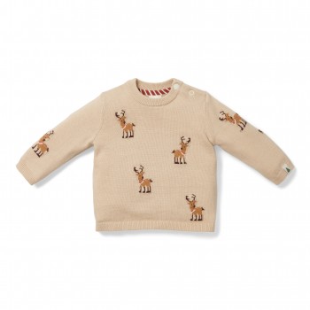 Pulover tricotat din bumbac pentru copii - Reindeers - Little Dutch Pulover tricotat din bumbac pentru copii - Reindeers - Little Dutch