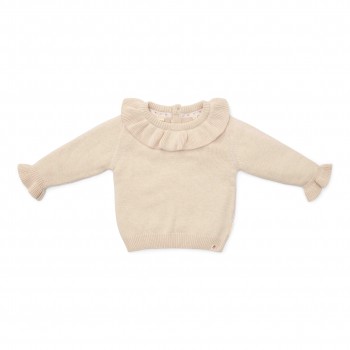 Bluzita din tricot de bumbac organic cu volane - Little Farm - Sand - Little Dutch Bluzita din tricot de bumbac organic cu volane - Little Farm - Sand - Little Dutch