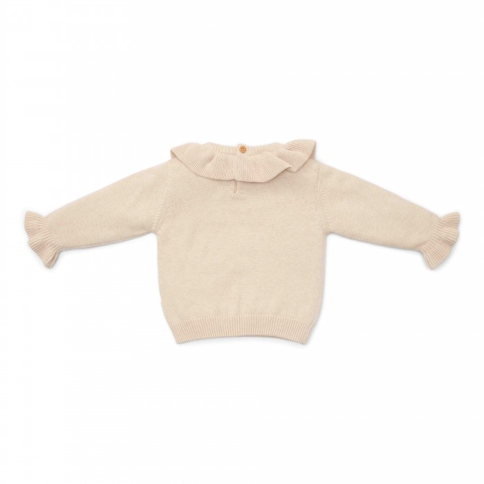 Bluzita din tricot de bumbac organic cu volane - Little Farm - Sand - Little Dutch
