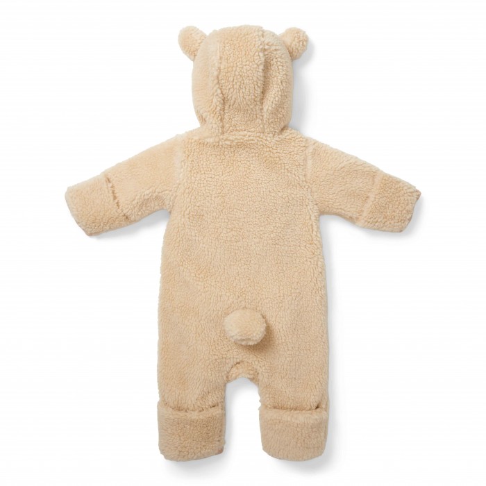 Salopeta captusita cu gluga din material teddy - Sand - Little Dutch