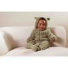 Salopeta captusita cu gluga din material teddy - Soft Green - Little Dutch