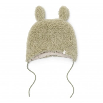 Caciulita cu snur din material teddy pentru bebelusi - Soft Green - Little Dutch Caciulita cu snur din material teddy pentru bebelusi - Soft Green - Little Dutch