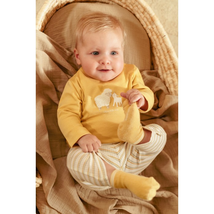 Bluza cu maneca lunga din bumbac organic - Little Farm - Warm Yellow - Little Dutch