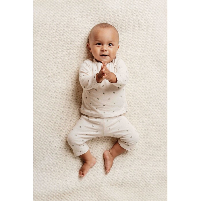 Bluza cu maneca lunga din bumbac organic - Little Farm - Green Leves - Little Dutch
