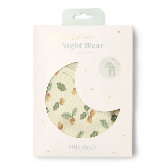 Pijama din bumbac organic - Forest Leaves - Little Dutch