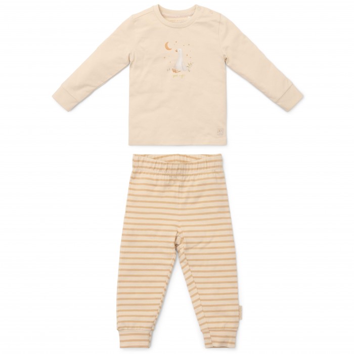 Pijama din bumbac organic - Natural Stripes - Little Dutch