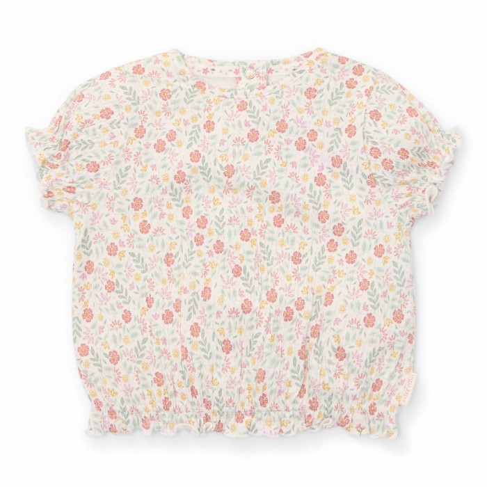 Tricou din bumbac organic - Blossom - White - Fairy Garden Little Dutch