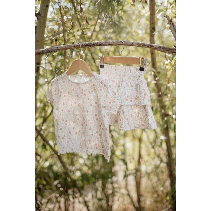 Tricou din bumbac organic - Blossom - White - Fairy Garden Little Dutch
