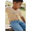 Tricou din bumbac organic - Almond - Forest Friends - Little Dutch