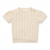 Bluza tricotata cu maneca scurta din bumbac organic - Creme - Fairy Garden - Little Dutch