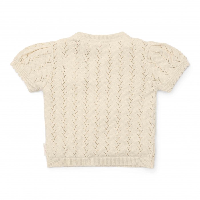 Bluza tricotata cu maneca scurta din bumbac organic - Creme - Fairy Garden - Little Dutch