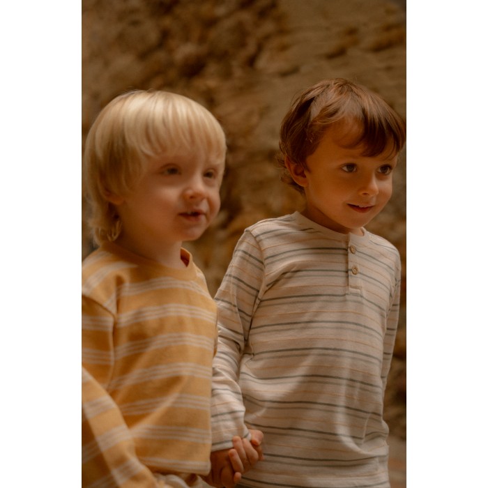 Bluza din bumbac organic - Yellow Stripe - Forest Friends - Little Dutch