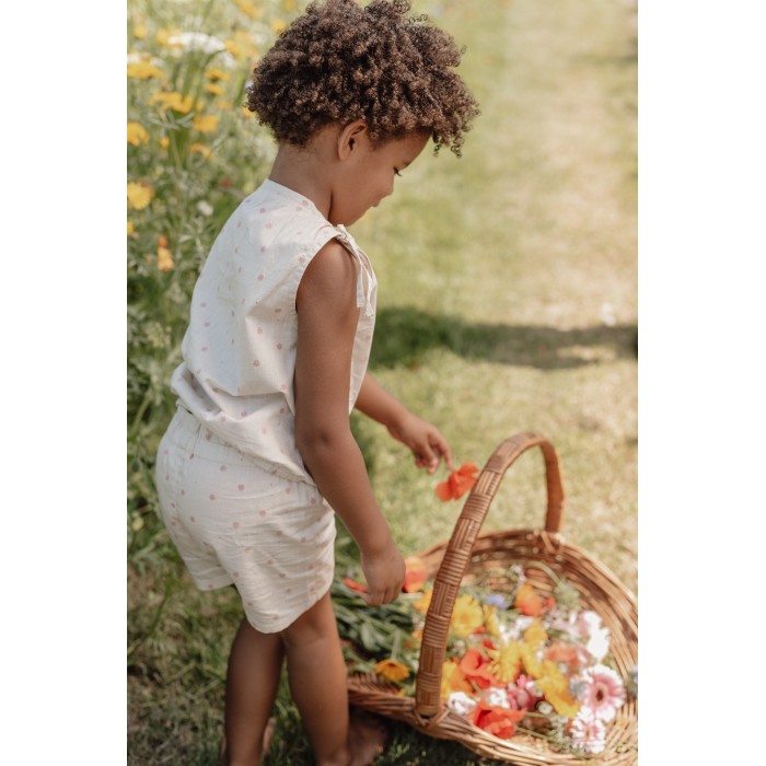 Pantaloni scurti din bumbac organic - Sand - Fairy Garden - Little Dutch