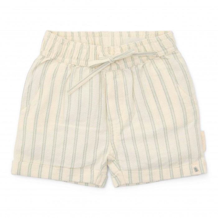 Pantaloni scurti din bumbac organic - Forest Green Stripe - Forest Friends - Little Dutch