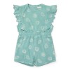Pantaloni salopeta cu maneca scurta din bumbac organic - Ocean Treasures - Surf Blue - Little Dutch