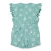 Pantaloni salopeta cu maneca scurta din bumbac organic - Ocean Treasures - Surf Blue - Little Dutch