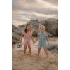 Pantaloni salopeta cu maneca scurta din bumbac organic - Ocean Treasures - Surf Blue - Little Dutch