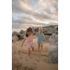 Pantaloni salopeta cu maneca scurta din bumbac organic - Ocean Treasures - Surf Blue - Little Dutch