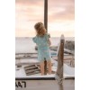 Pantaloni salopeta cu maneca scurta din bumbac organic - Ocean Treasures - Surf Blue - Little Dutch