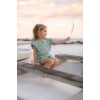 Pantaloni salopeta cu maneca scurta din bumbac organic - Ocean Treasures - Surf Blue - Little Dutch