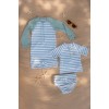 Costum de baie intreg cu maneca lunga - protectie UV 50+ - Stripes Surf Green - Little Dutch