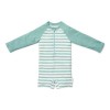 Costum de baie intreg cu maneca lunga - protectie UV 50+ - Stripes Surf Green - Little Dutch