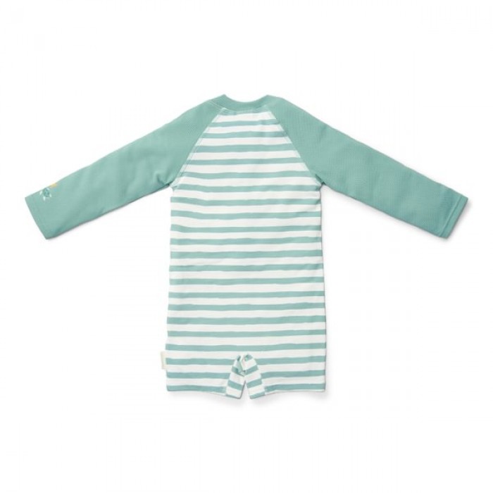 Costum de baie intreg cu maneca lunga - protectie UV 50+ - Stripes Surf Green - Little Dutch