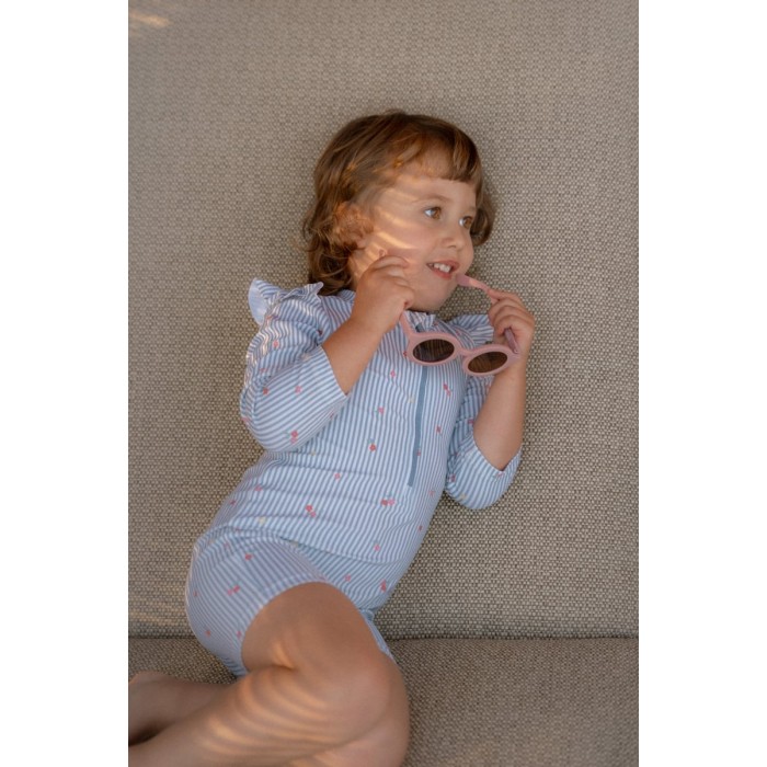 Costum de baie intreg cu maneca lunga - protectie UV 50+ - Sunny Flowers Blue - Little Dutch
