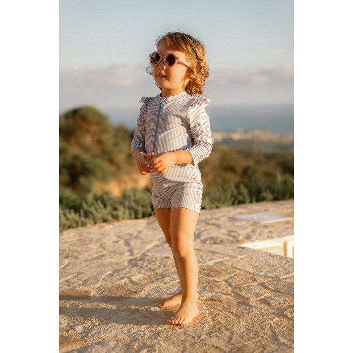 Costum de baie intreg cu maneca lunga - protectie UV 50+ - Sunny Flowers Blue - Little Dutch