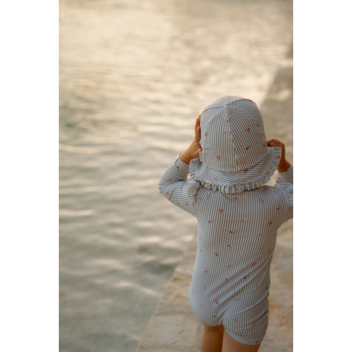 Costum de baie intreg cu maneca lunga - protectie UV 50+ - Sunny Flowers Blue - Little Dutch