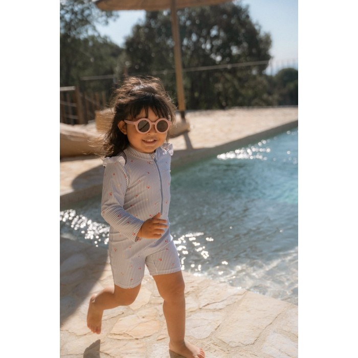Costum de baie intreg cu maneca lunga - protectie UV 50+ - Sunny Flowers Blue - Little Dutch