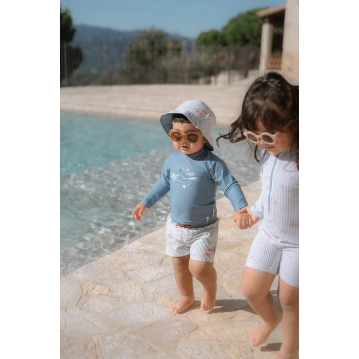 Costum de baie intreg cu maneca lunga - protectie UV 50+ - Sunny Flowers Blue - Little Dutch