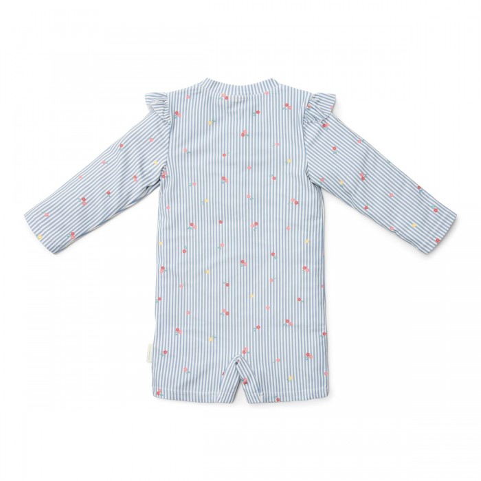 Costum de baie intreg cu maneca lunga - protectie UV 50+ - Sunny Flowers Blue - Little Dutch