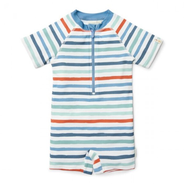 Costum de baie intreg cu maneca scurta - protectie UV 50+ - Stripes Multi Colour - Little Dutch
