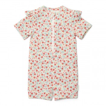 Costum de baie intreg cu maneca scurta - protectie UV 50+ - Sunny Flowers Multi - Little Dutch