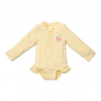 Costum de baie cu maneca lunga cu protectie UV 50+ - Ocean Treasures Yellow - Little Dutch