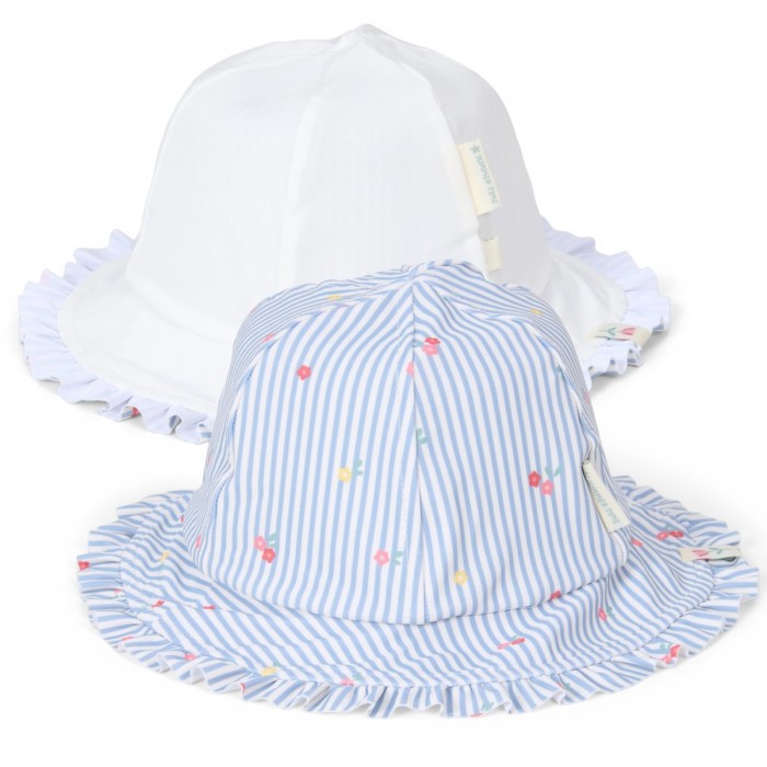 Palarie de soare cu protectie protectie UV 50+ - Sunny Flowers Blue - Little Dutch
