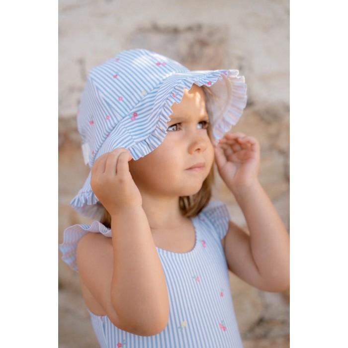 Palarie de soare cu protectie protectie UV 50+ - Sunny Flowers Blue - Little Dutch