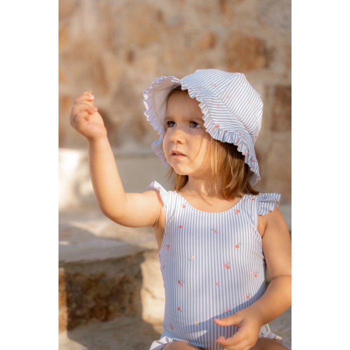 Palarie de soare cu protectie protectie UV 50+ - Sunny Flowers Blue - Little Dutch