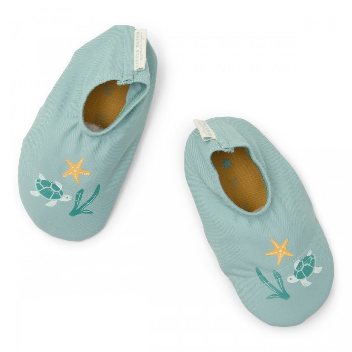 Papuci de inot cu protectie UV 50+ - Seashells Surf - Green - Little Dutch